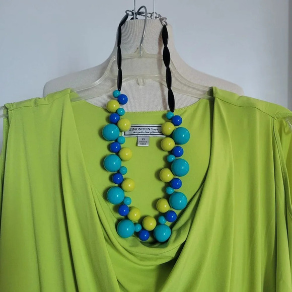Clearance - SIMONTON Says Lime Green Drop Neck Tunic (Plus Size: 2X) - Picture 6 of 10